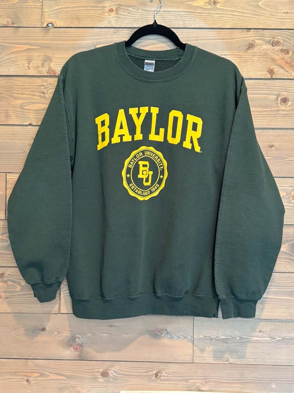 Baylor University Sweatshirt Size M Green College Crewneck Pullover
